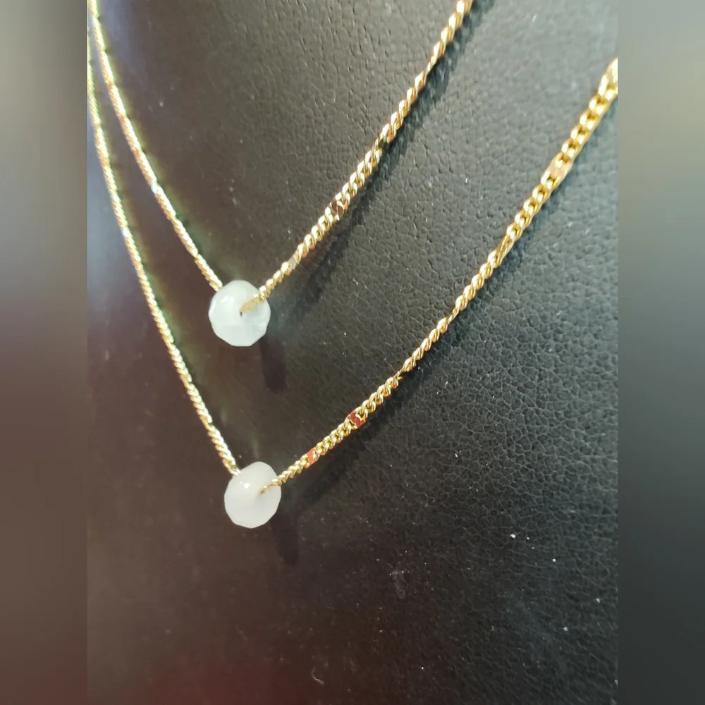 Lenny & Eva Rose Quartz Single Bead On Gold Tone Double-Layer Necklace - Picture 6 of 6